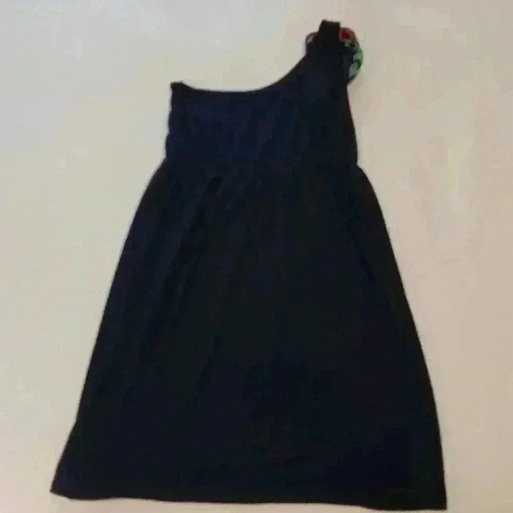 Judith March dress | One Shoulder | Navy | Colorful bow | Size Small - Picture 2 of 5